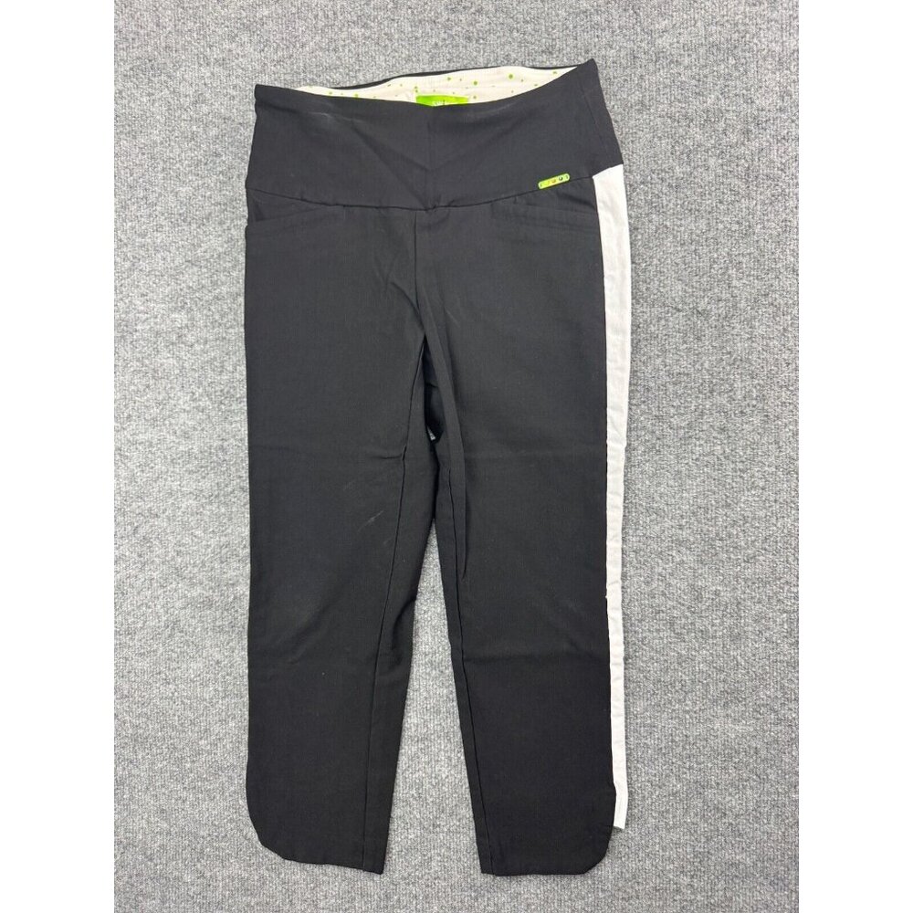 Swing Control Croppedโ Pants Women's 4 Black White Stripe Pull On Pockets Golf